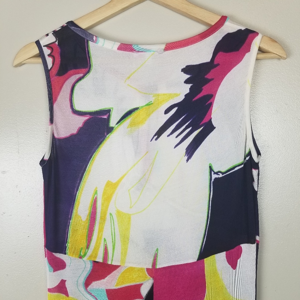 CHRISTIAN LACROIX Y2K Floral Jersey Knit Dress Keyhole Neck Tie Flowy Gauzy US L - Picture 11 of 14